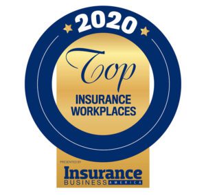 Awards - 2020 Top Insurance Workplaces Insurance Business America Badge